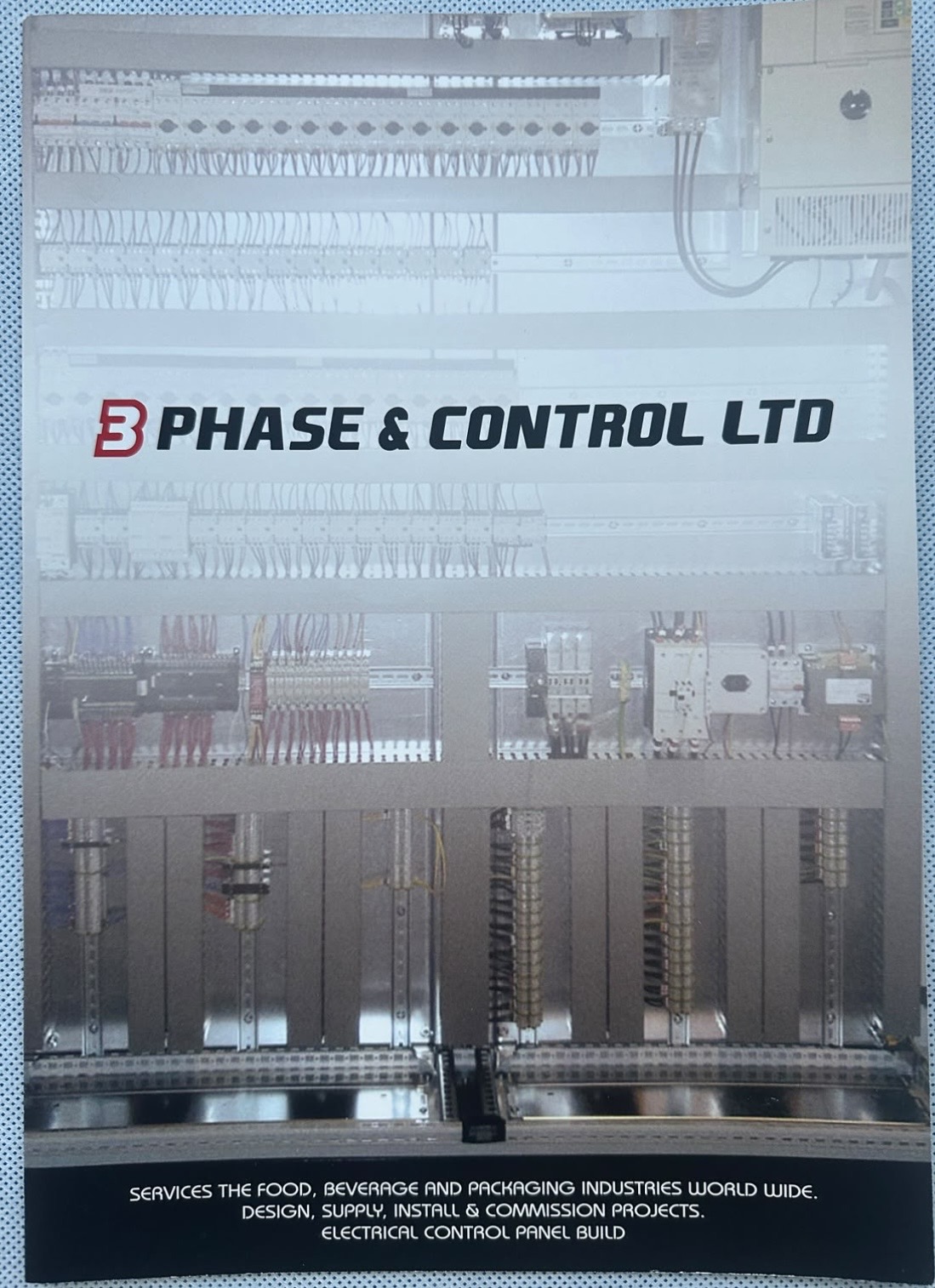 3 Phase & Control Ltd brochure cover showing an electrical control panel
